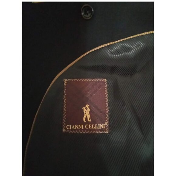 CIANNI Cellini Black Single Breasted Wool Charles Blazer Sz 44L - Picture 8 of 10